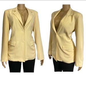90s Appleseeds Blazer Single Breasted Yellow padded Shoulder Flap pocket size 10